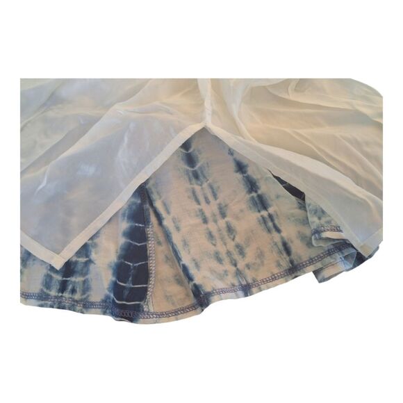 Lafayette 148 Silk Blend Skirt Tie dye lined knee length size 4 blue tulip flare - Picture 6 of 11